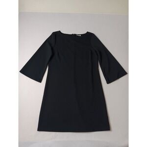 GAP Black Shift Dress Womens M  Sleeve Boat Neck Back Zip Classic LBD